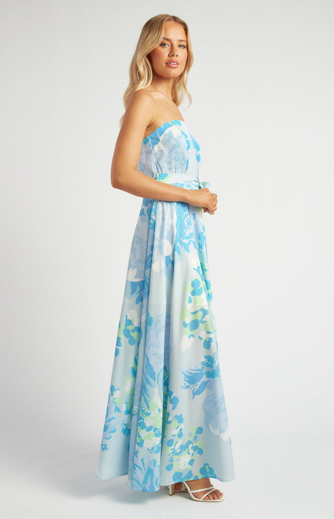 Winnie Split Maxi Dress - Blue/Green Multi