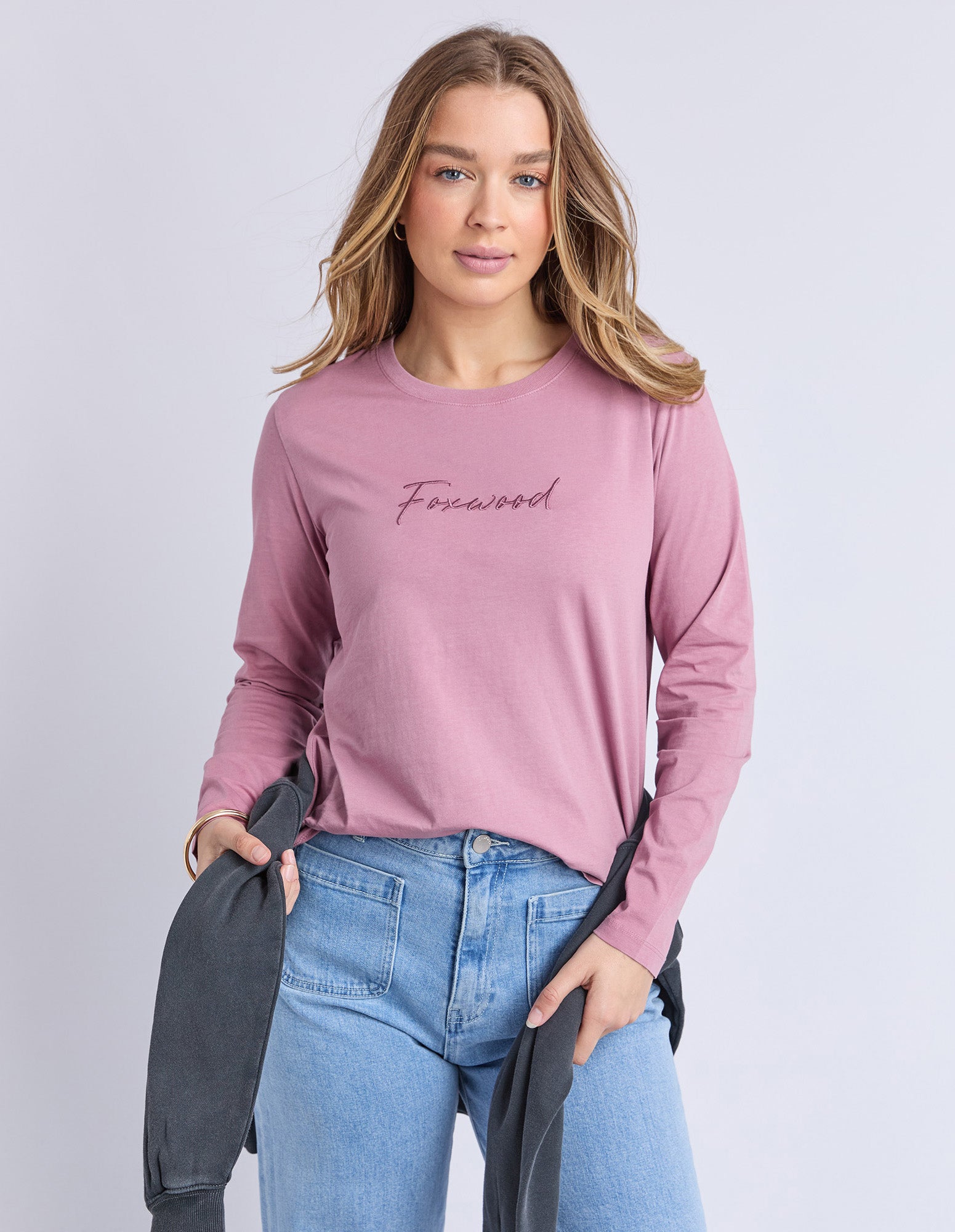 Foxwood Signature L/S Tee - Dusty Rose | Laurie Claire Boutique