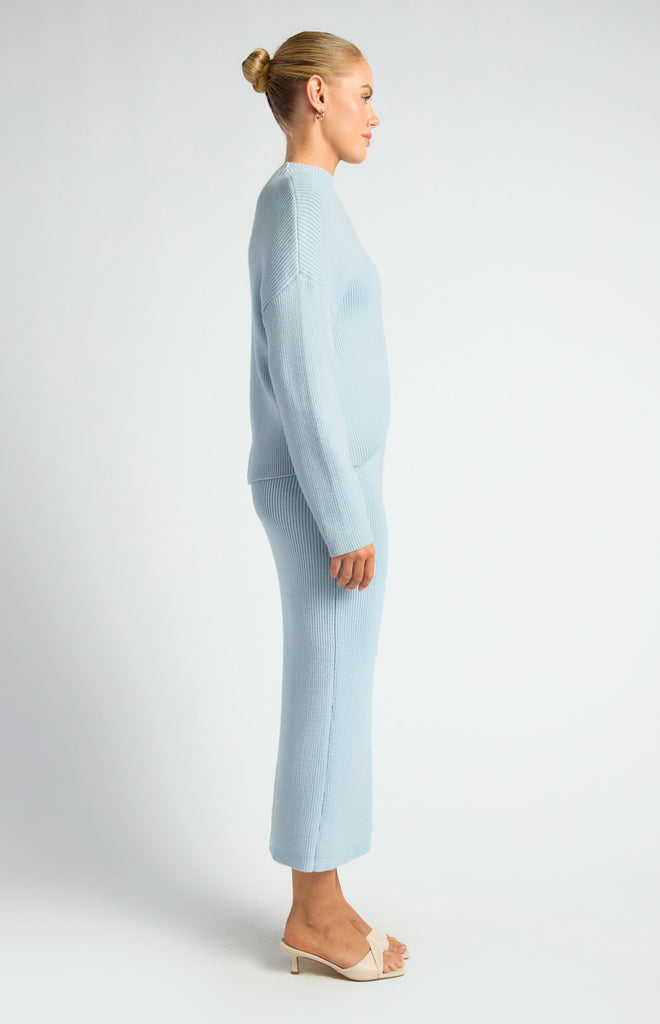 Koslow Knit And Skirt Set - Pale Blue