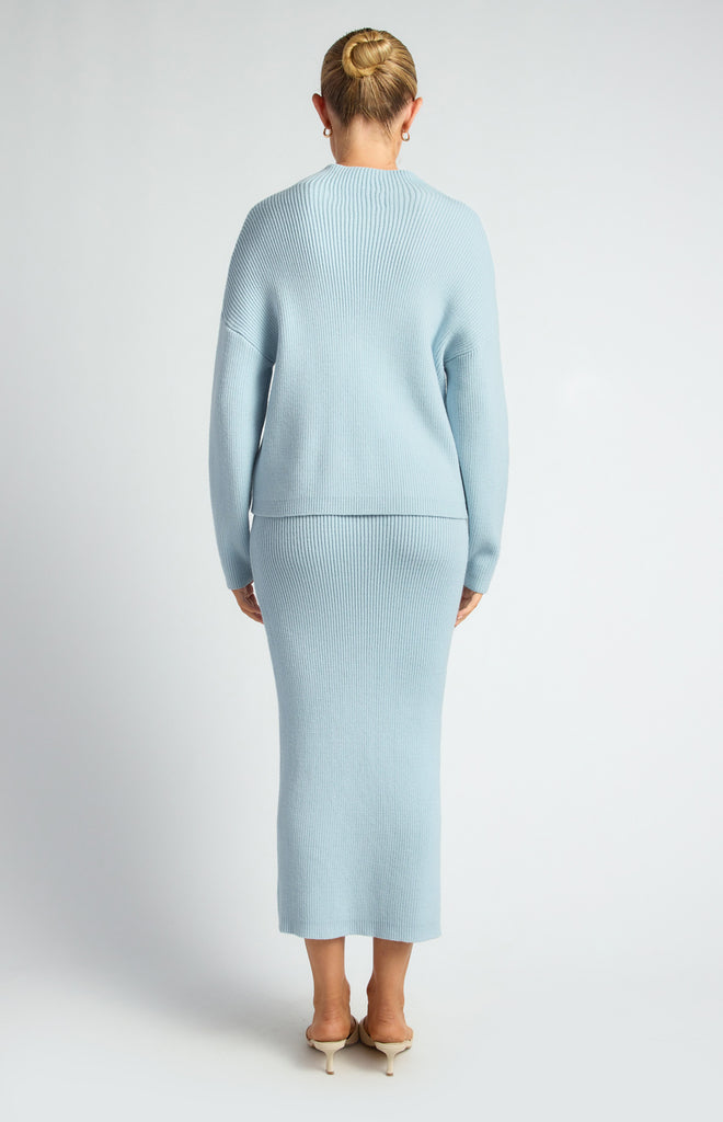 Koslow Knit And Skirt Set - Pale Blue