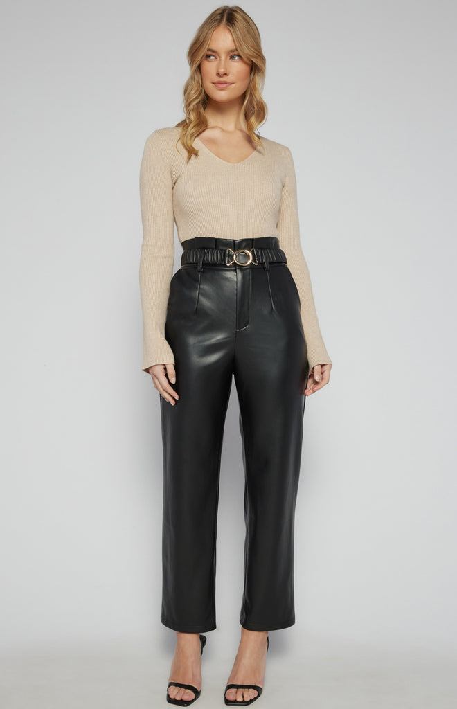 Murillo Faux Leather Pant - Black