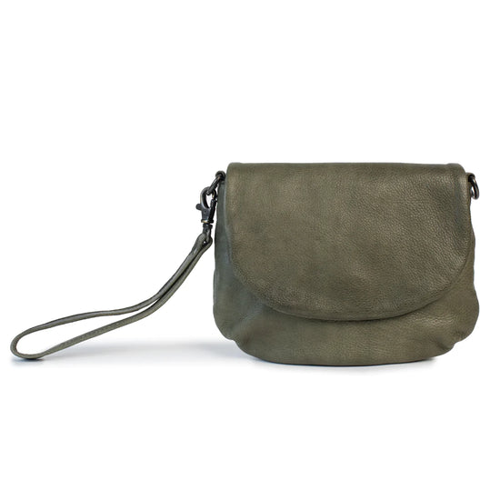 Dusky Robin Leather Zoe Bag/Clutch - Olive