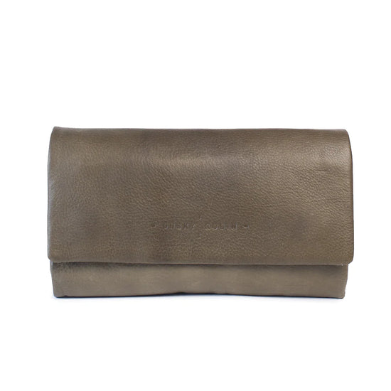 Dusky Robin Leather Rose Purse - Olive