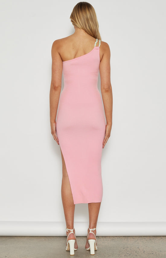 Rockbury One Shoulder Knit Midi Dress - Pink