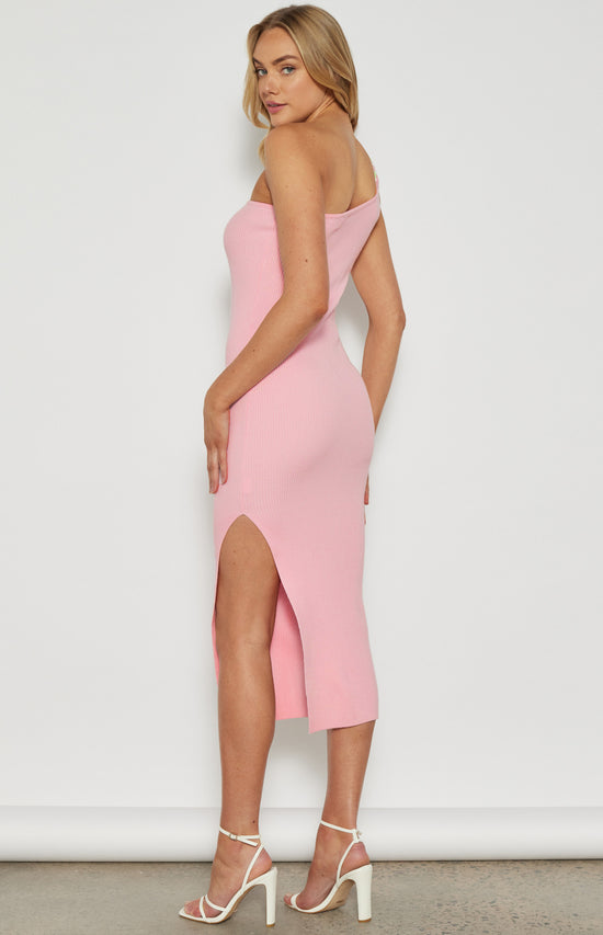 Load image into Gallery viewer, Rockbury One Shoulder Knit Midi Dress - Pink
