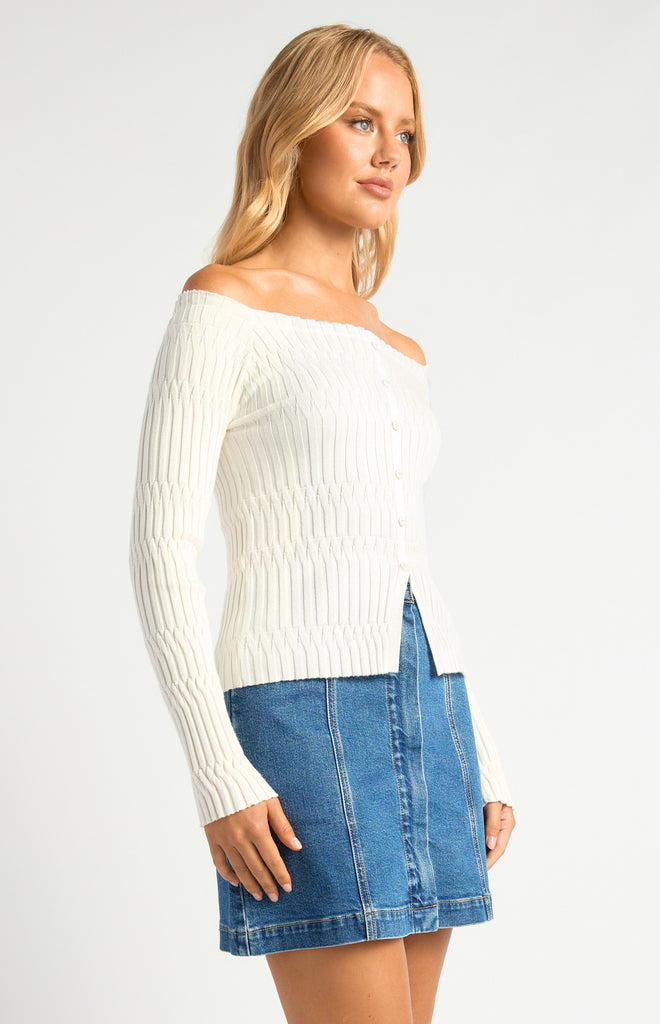 Coriah Off Shoulder Knit/Top - White