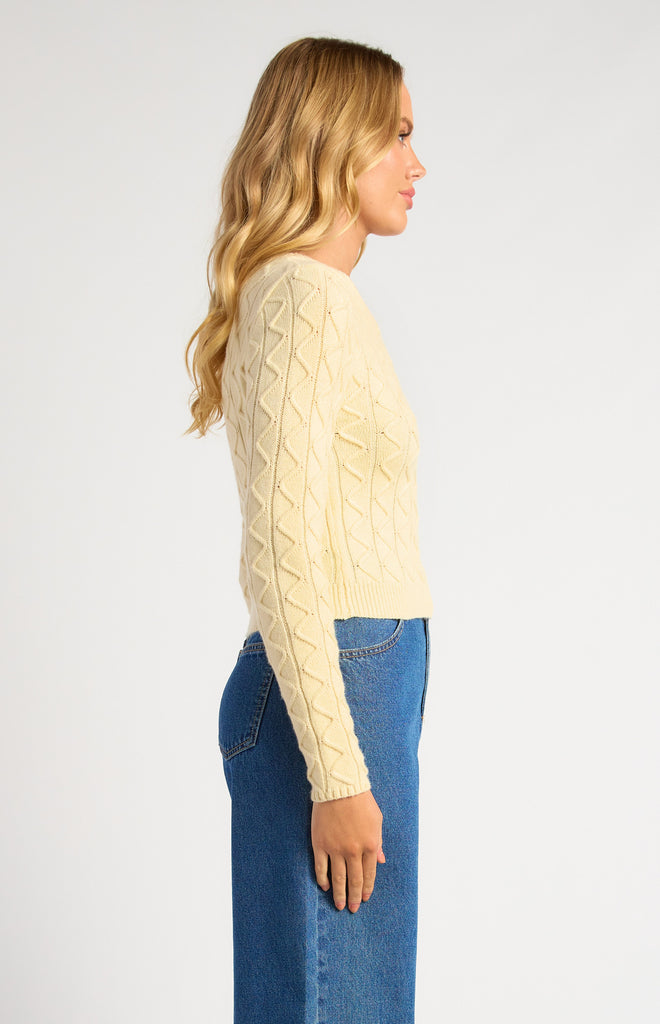 Zig Zag Textured Knit/Top - Lemon