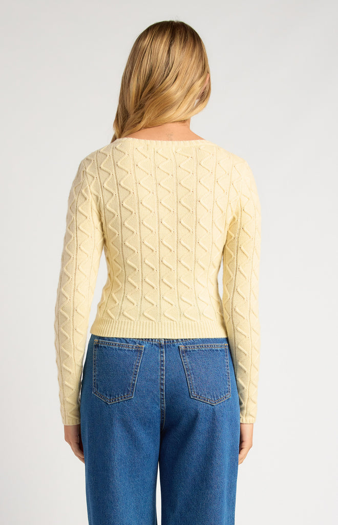 Zig Zag Textured Knit/Top - Lemon
