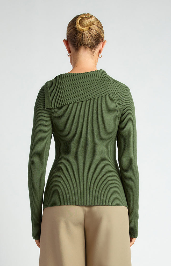 Albina Button Knit/Top - Moss