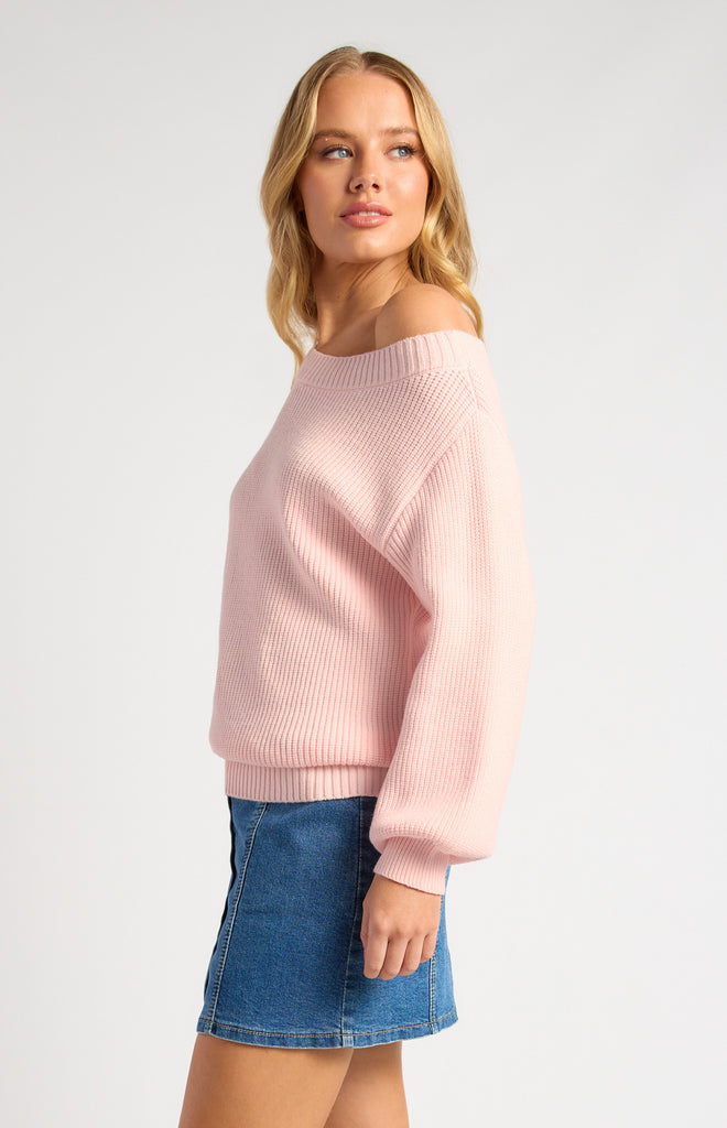Hocola One Shoulder Knit - Pale Pink