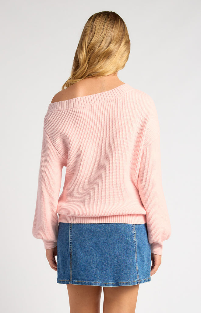 Hocola One Shoulder Knit - Pale Pink