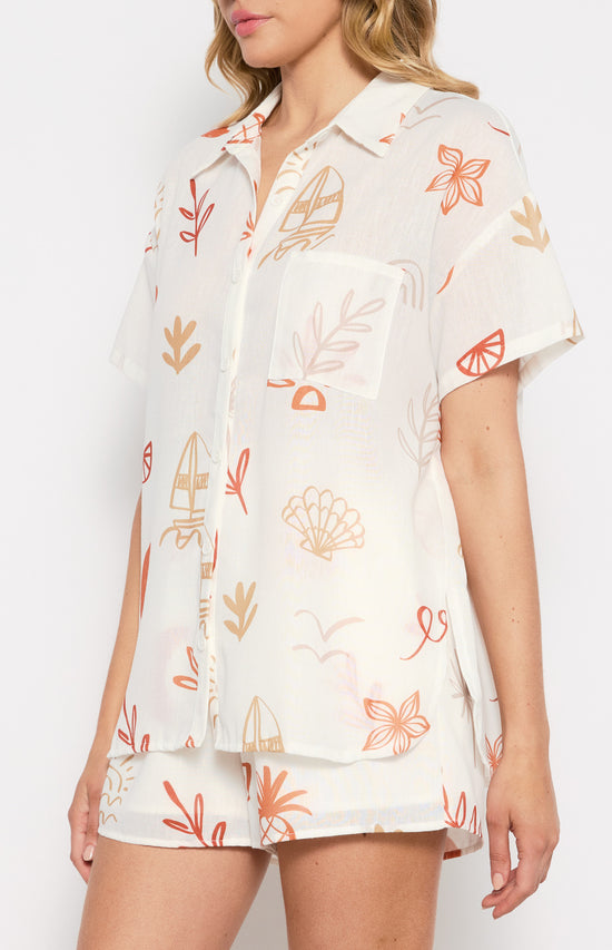 Harrent Print Top & Short Set - White