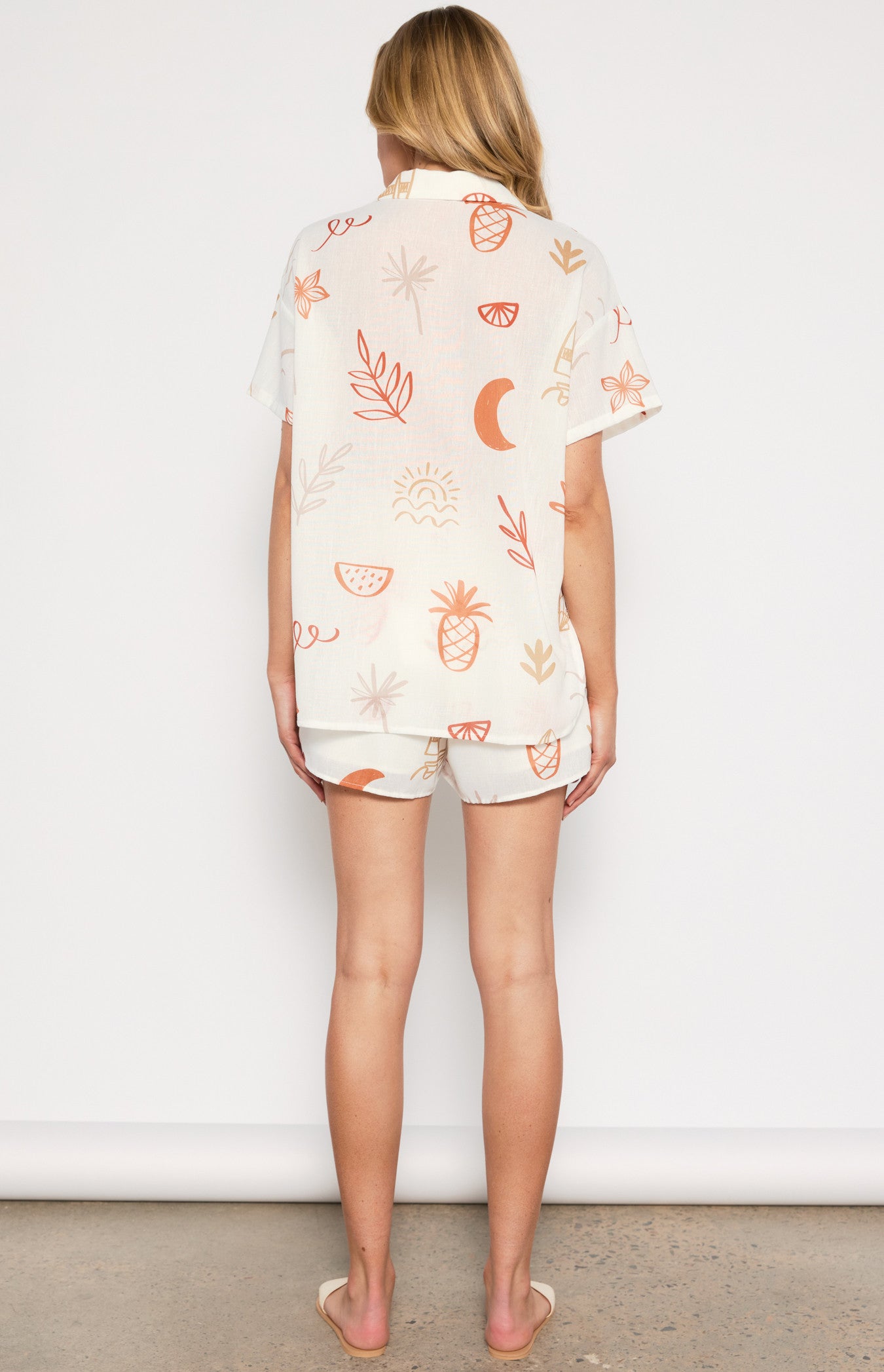 Harrent Print Top & Short Set - White