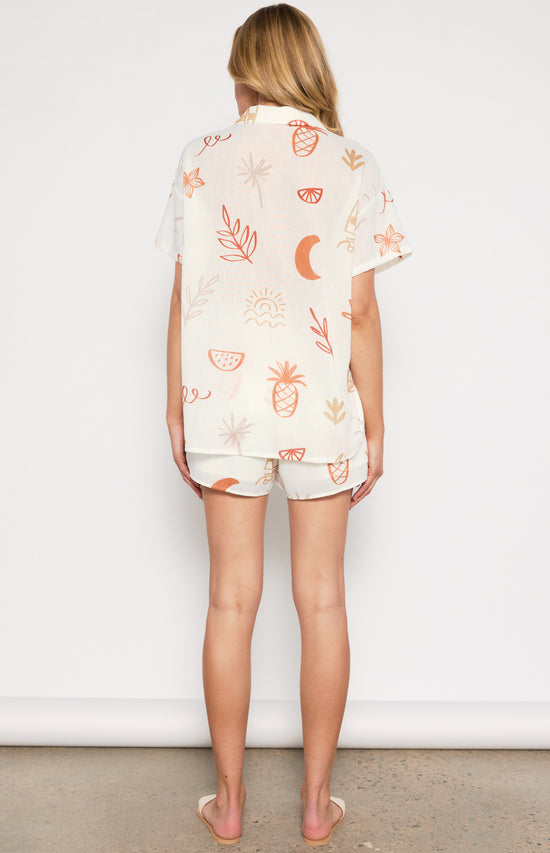 Harrent Print Top & Short Set - White