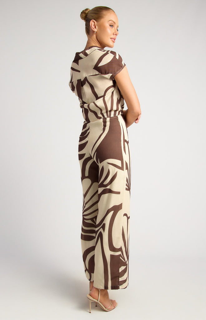 Bulant Tie Top & Pant Set - Espresso Shell Print