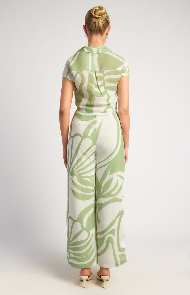 Bulant Tie Top & Pant Set - Sage Shell Print