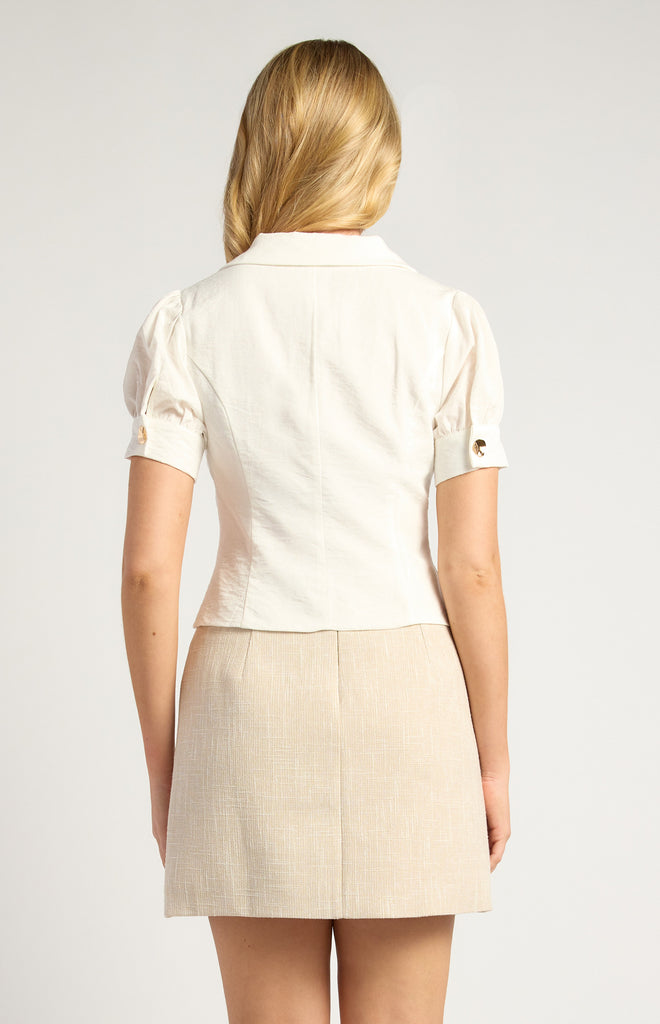 Carzan Gold Button Top - White