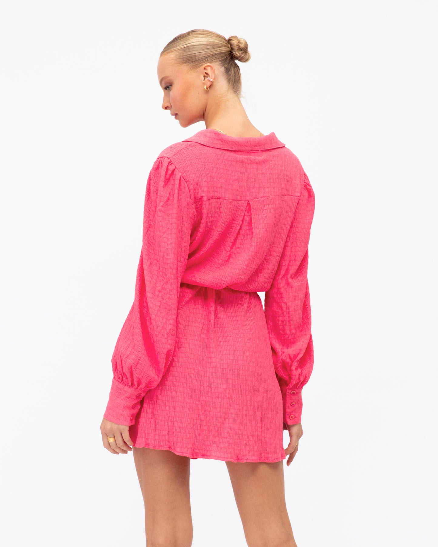 Tubize Long Sleeve Dress - Hot Pink
