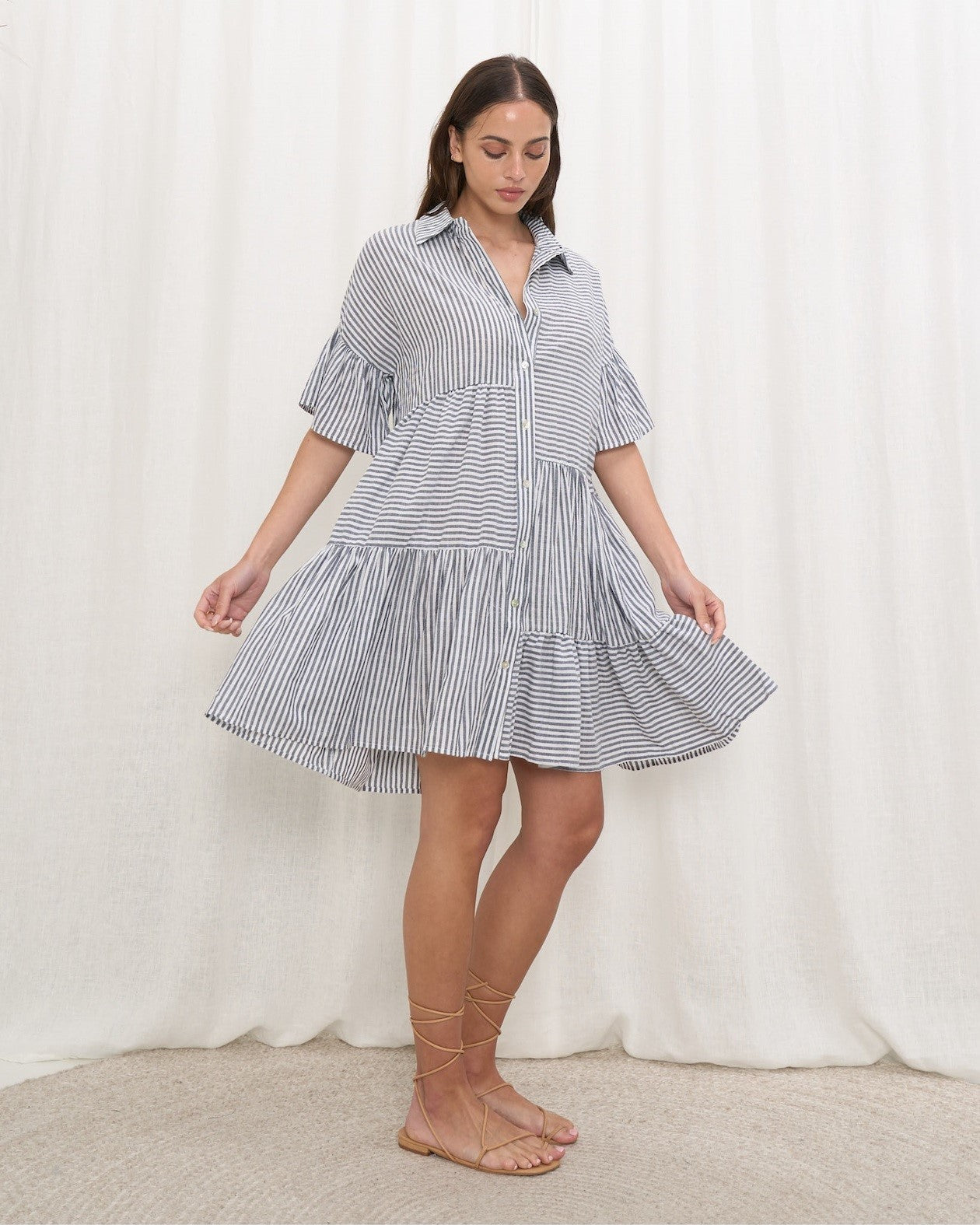 Load image into Gallery viewer, Oversize Dress - Grey Stripe
