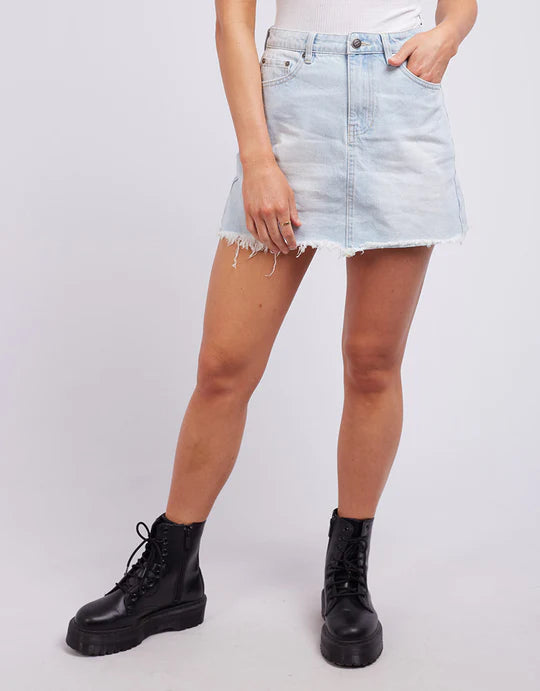 Silent Theory Valley Denim Skirt - Light Blue