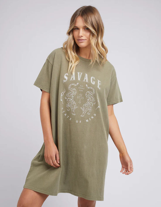 Savage Tee Dress - Khaki