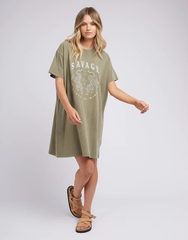 Savage Tee Dress - Khaki
