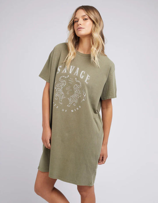 Savage Tee Dress - Khaki