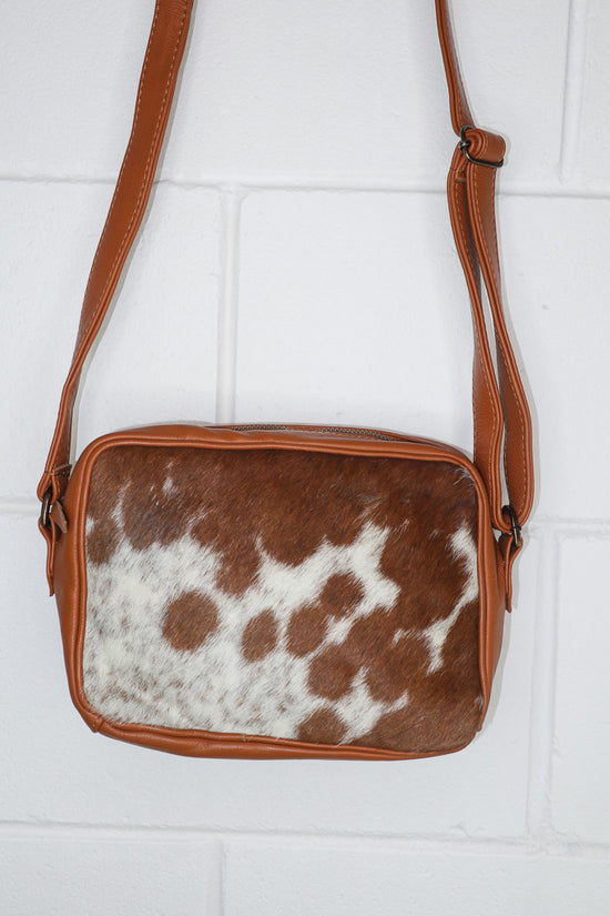 Load image into Gallery viewer, Tan - Young Leather/Cowhide Crossbody Bag
