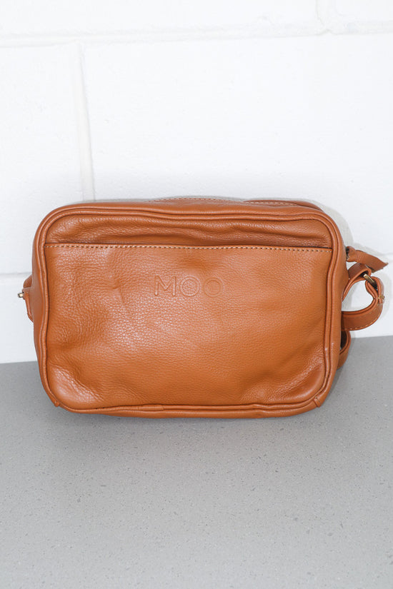 Tan - Young Leather/Cowhide Crossbody Bag