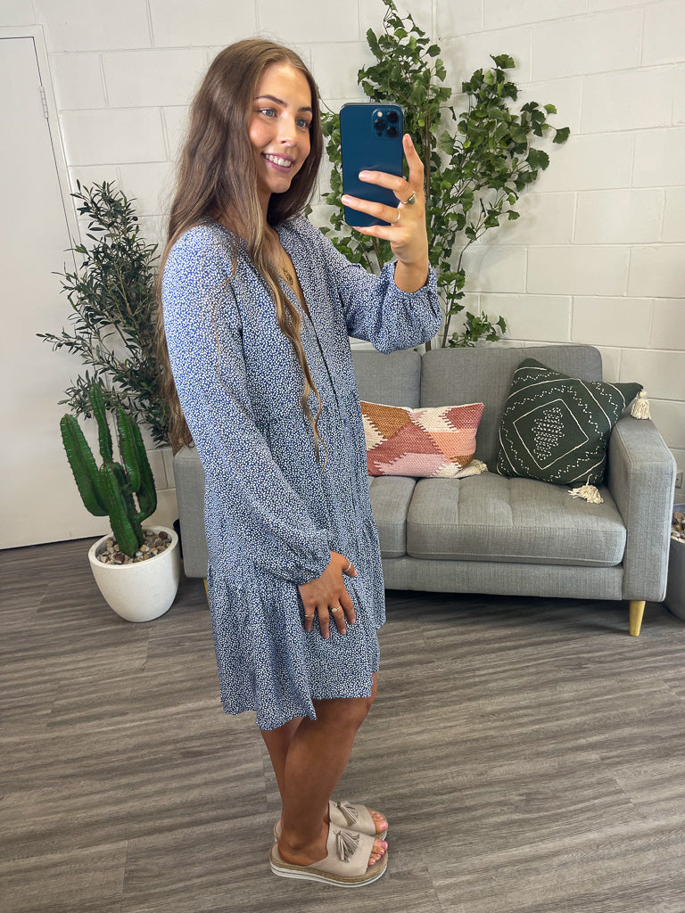 Rolling Stones Dress - Blue/White Printed