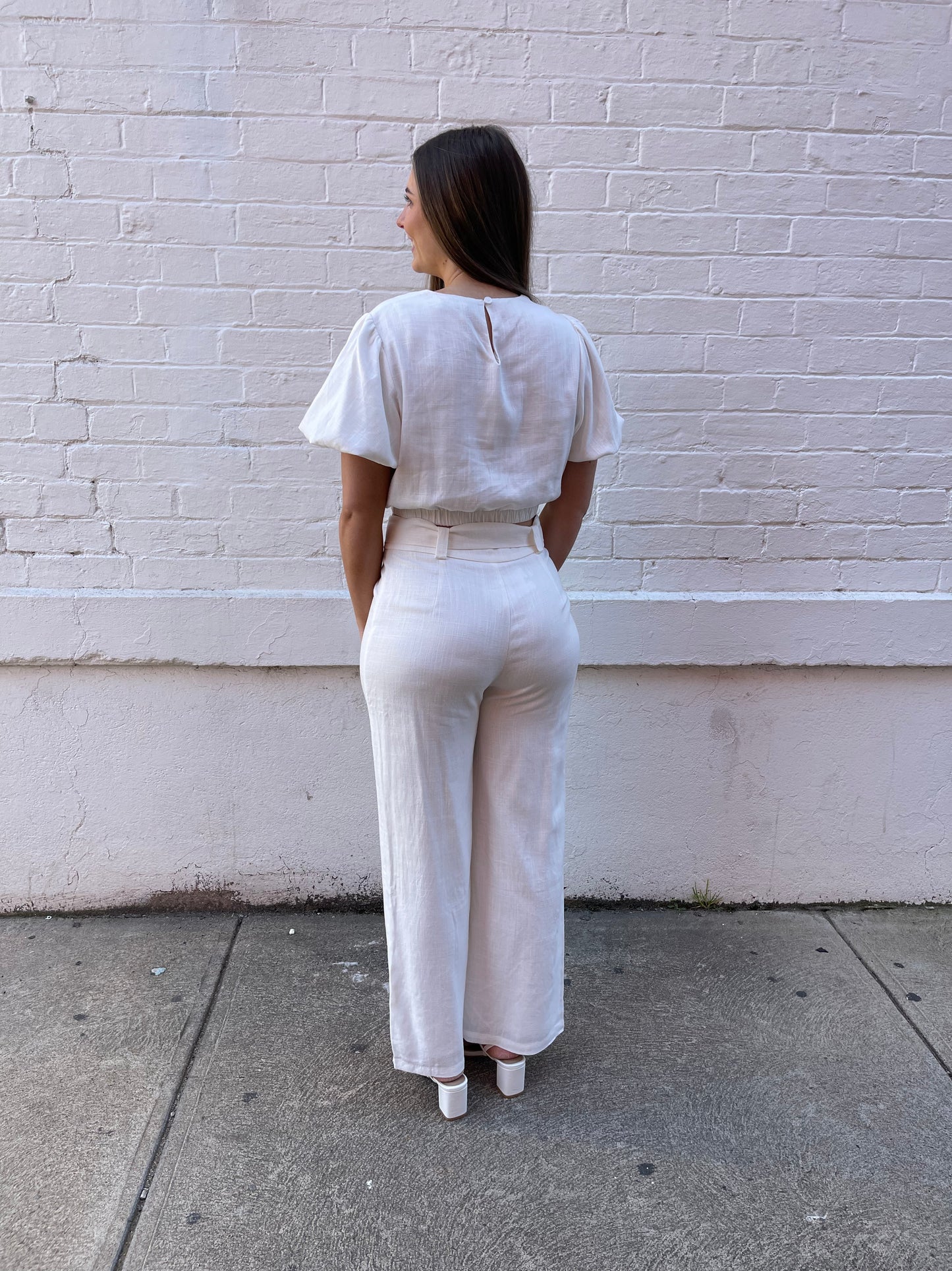 Stay Linen Blend Set - White