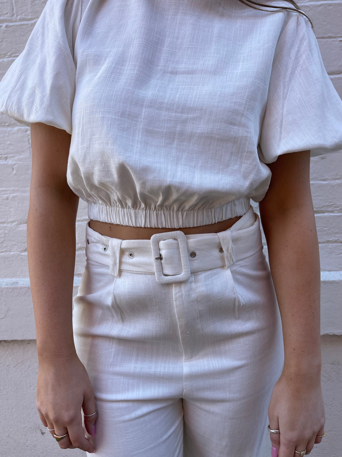 Stay Linen Blend Set - White