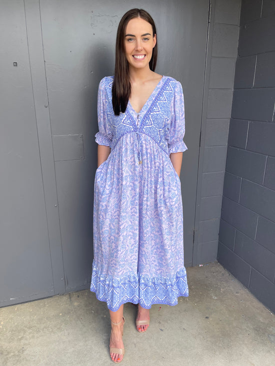 Bend Maxi Dress - Lilac Floral Printed