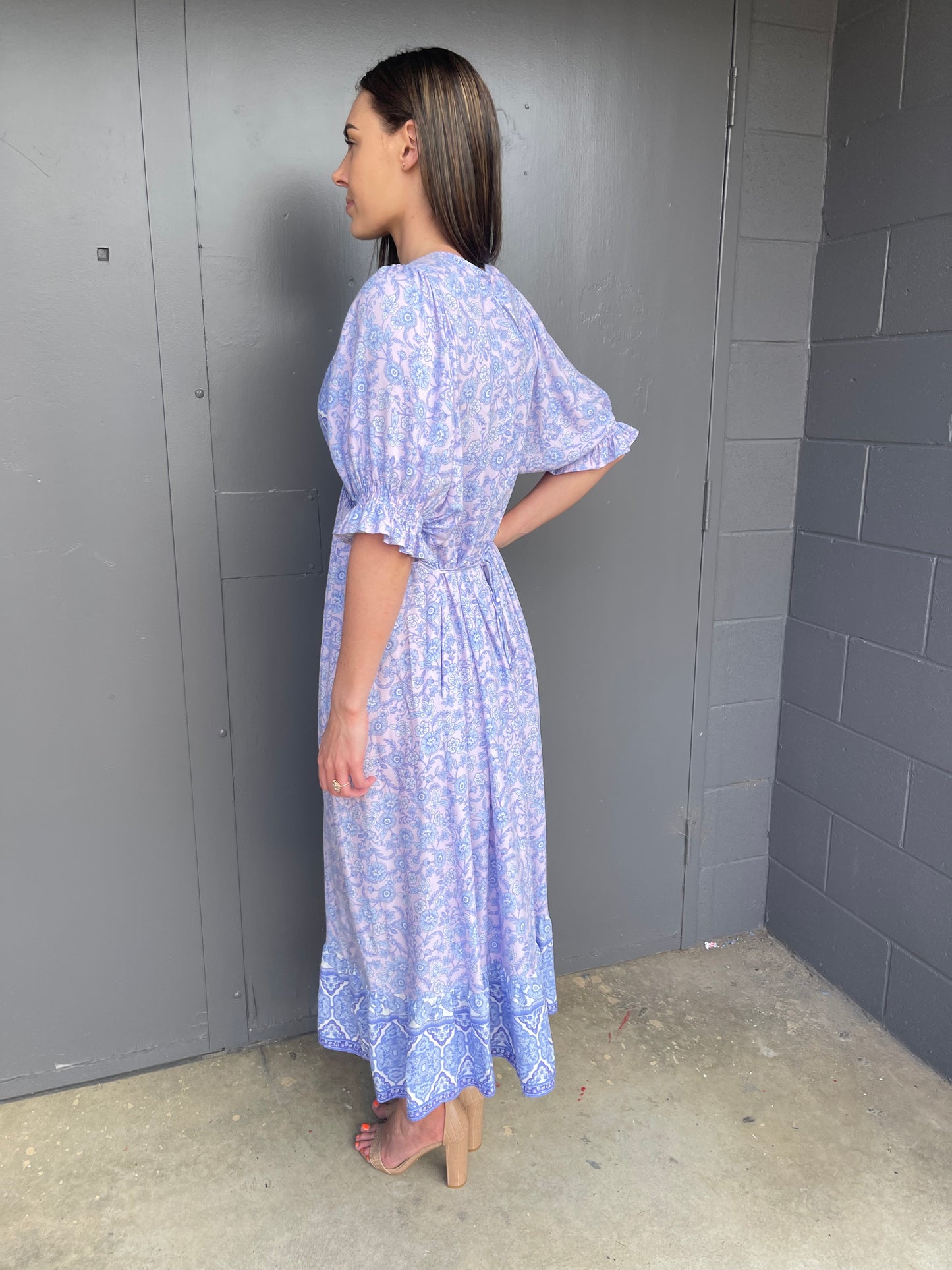 Bend Maxi Dress - Lilac Floral Printed