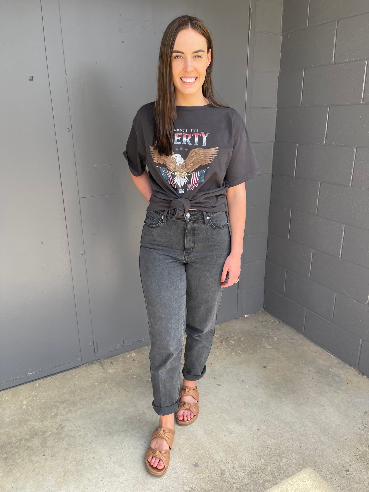 All About Eve American Eagle Tee - Washed Black