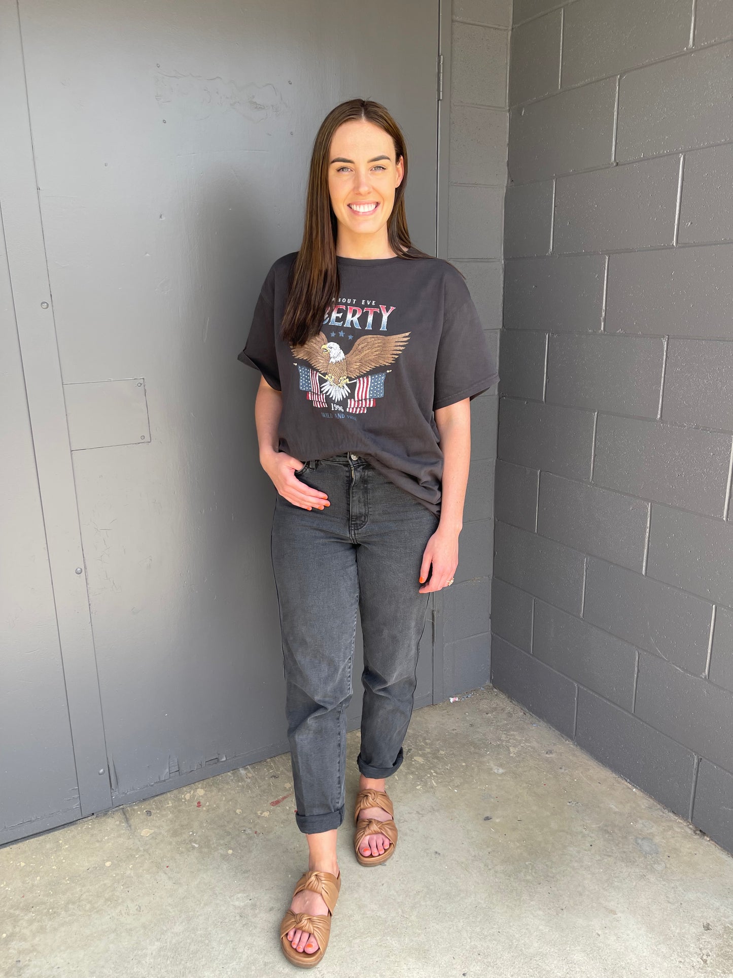 All About Eve American Eagle Tee - Washed Black
