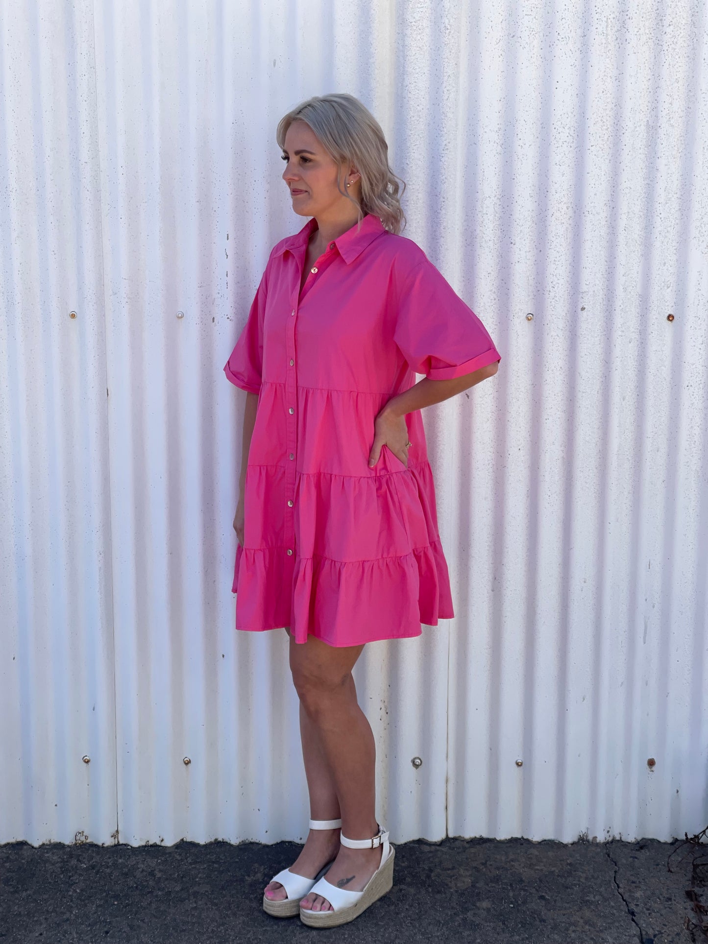 All About Eve Heidi Mini Shirt Dress - Pink