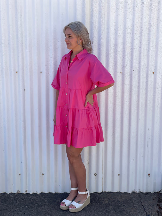 Load image into Gallery viewer, All About Eve Heidi Mini Shirt Dress - Pink
