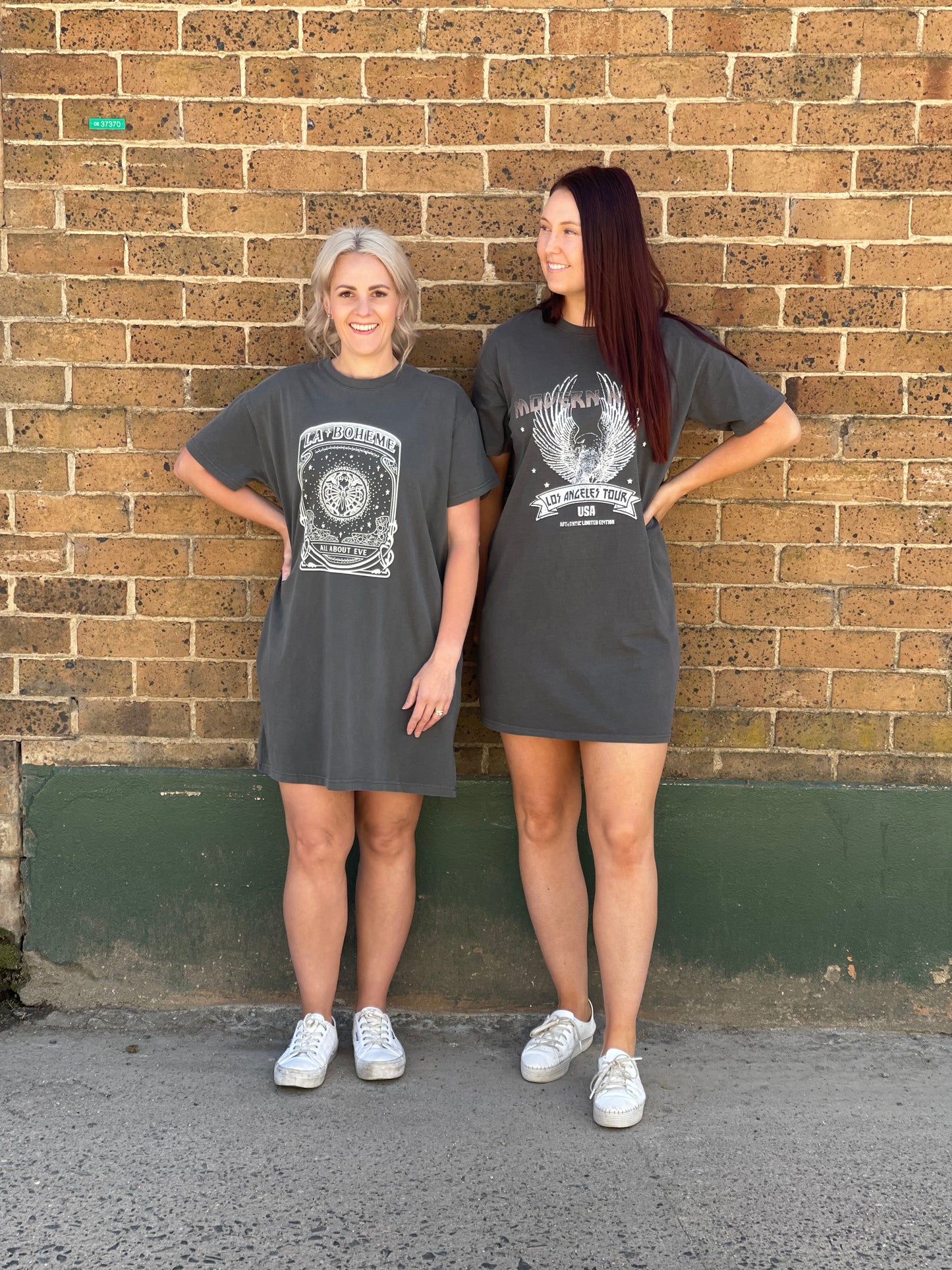 All About Eve Art Tee Dress - Charcoal
