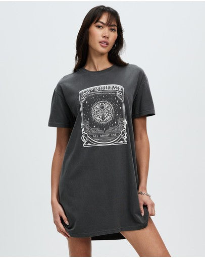 Load image into Gallery viewer, All About Eve Art Tee Dress - Charcoal
