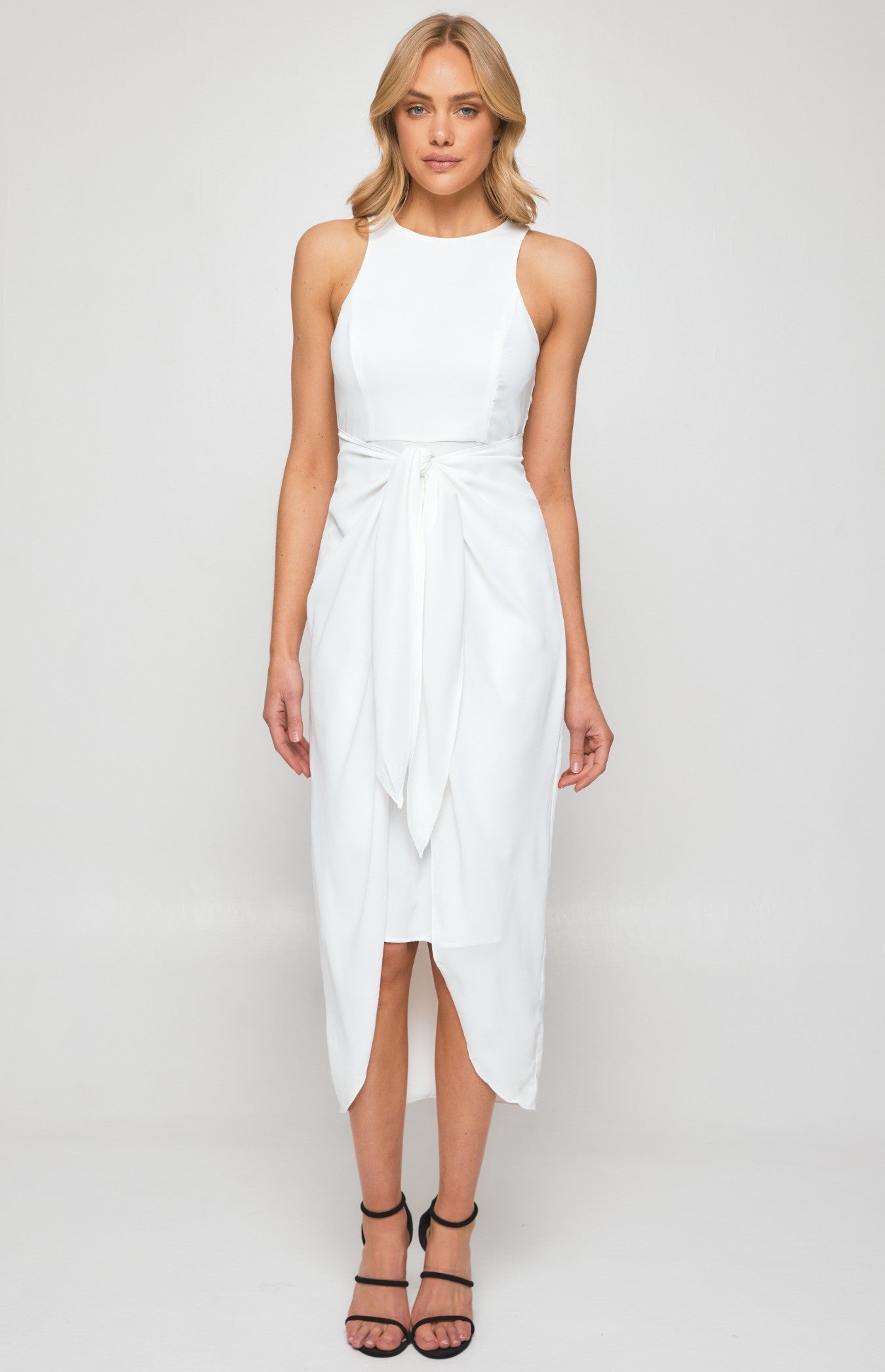 Drape Midi Dress - White