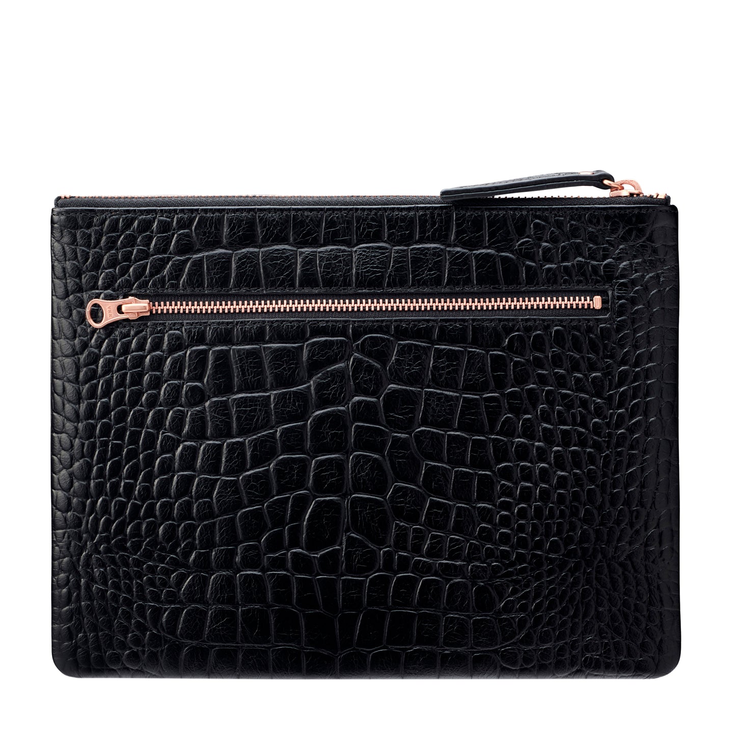 Status Anxiety - Fake It Clutch - Black Croc Emboss