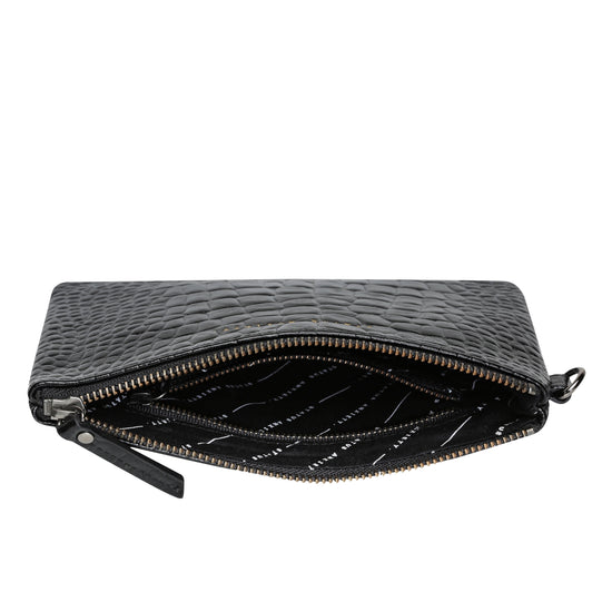 Load image into Gallery viewer, Status Anxiety - Fixation Clutch - Black Croc Emboss
