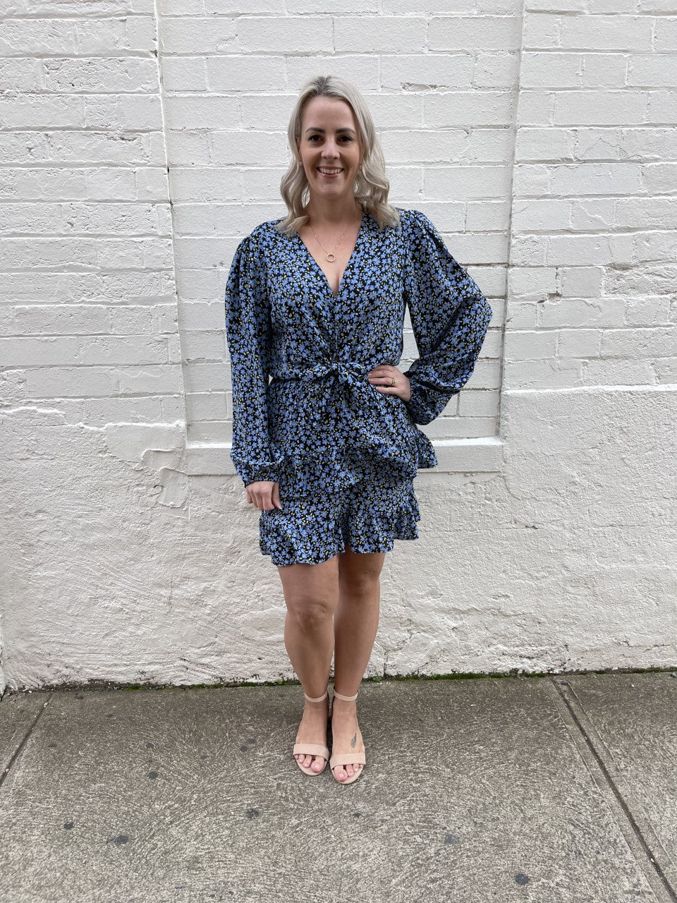 Unfold Dress - Blue Printed