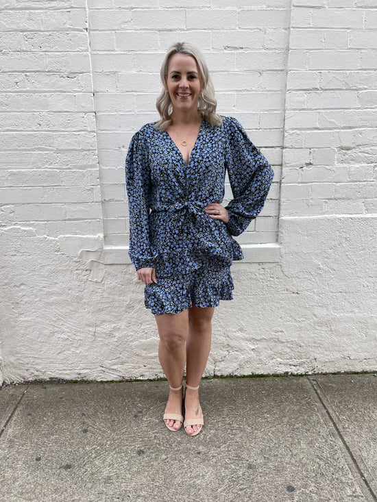 Unfold Dress - Blue Printed