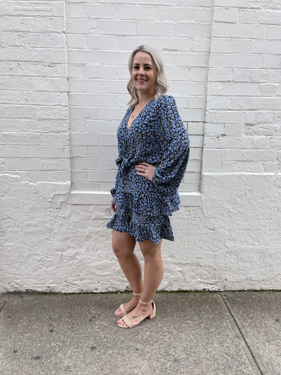Unfold Dress - Blue Printed