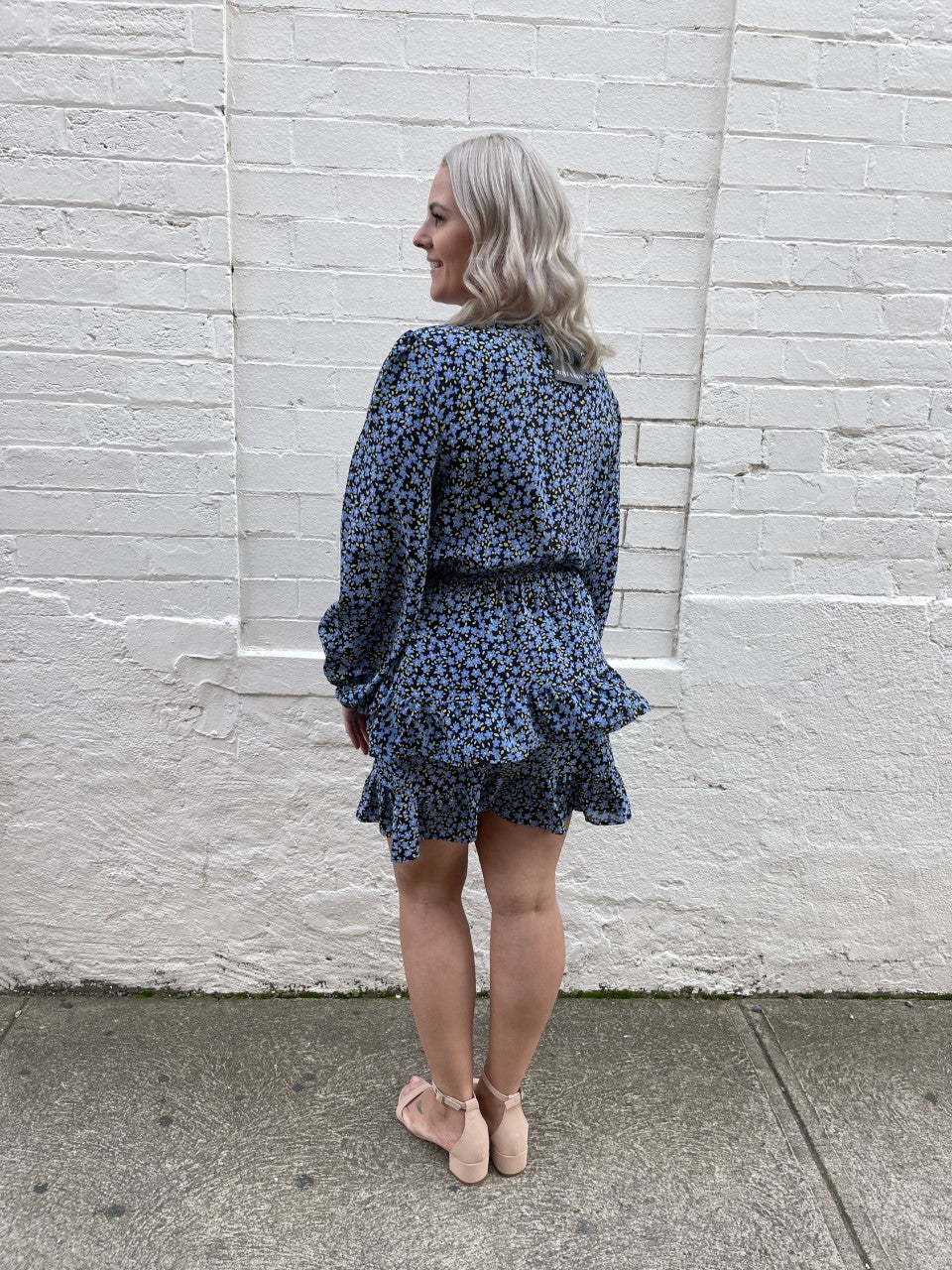 Unfold Dress - Blue Printed