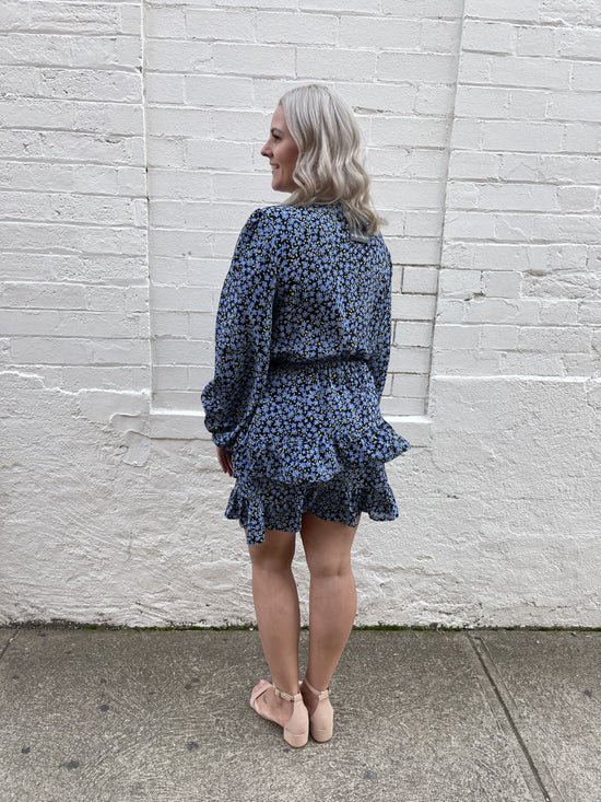 Unfold Dress - Blue Printed
