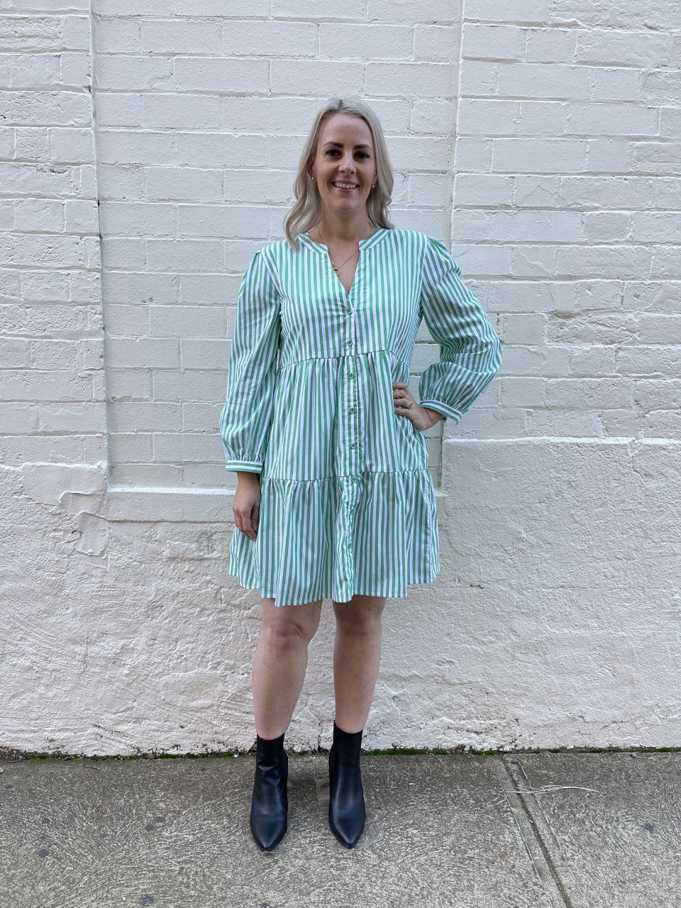 Fever Dress - Green Stripe