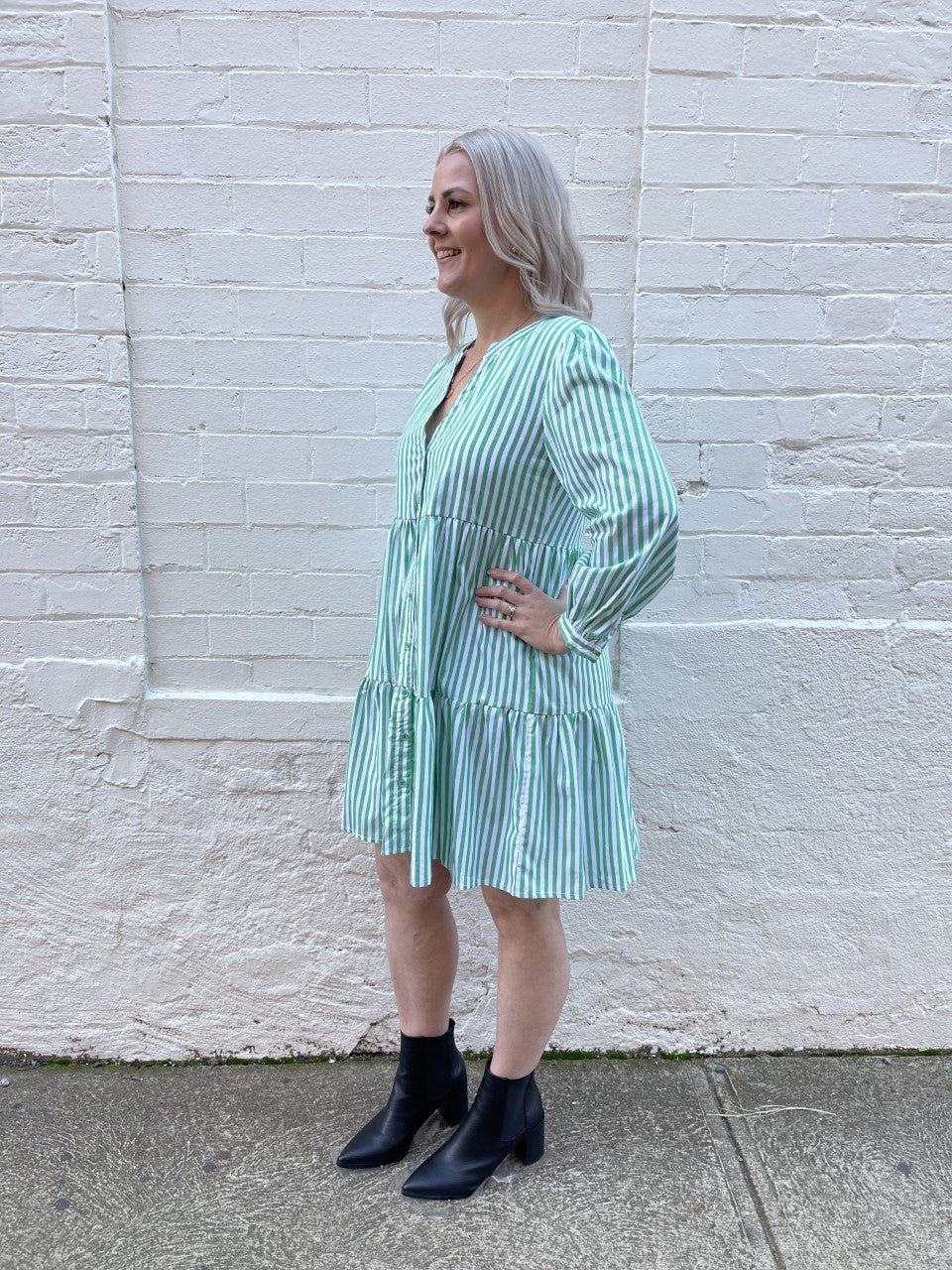 Fever Dress - Green Stripe